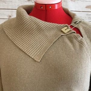 NWOT Calvin Klein Pin-Detail Gold Sweater Dress